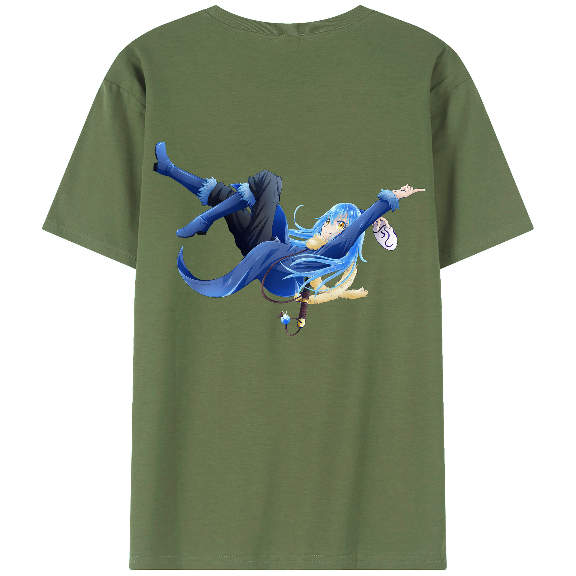 （画像用） 転スラ Regarding Reincarnated to Slime 綿100％ メンズ半袖Tシャツ（バックプリント） 通気性